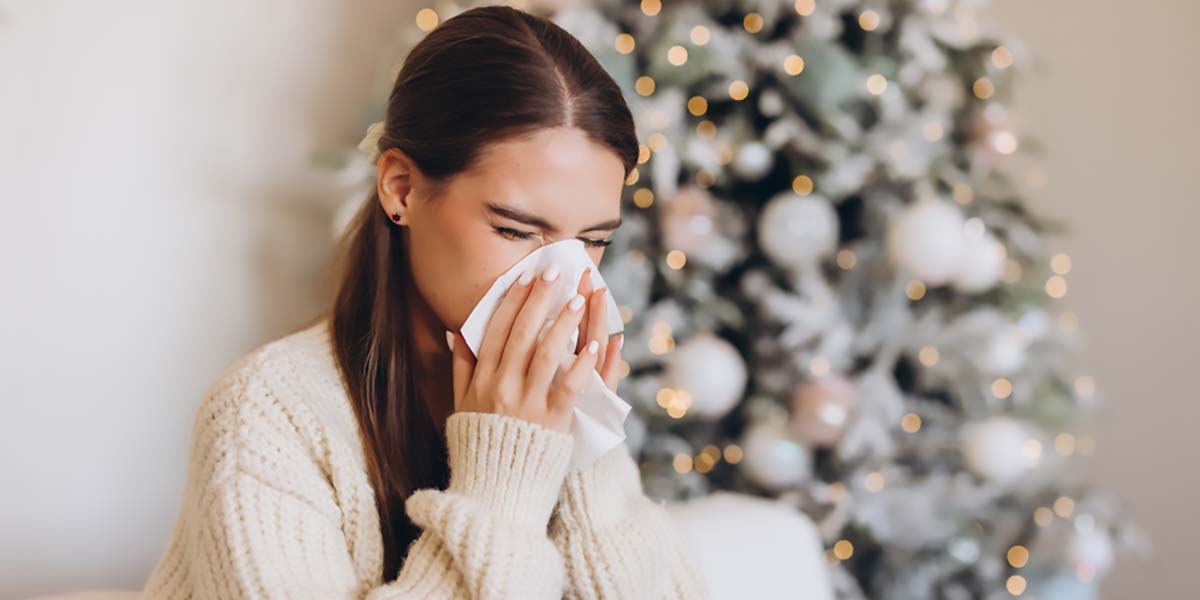 Woman with Christmas tree allergy